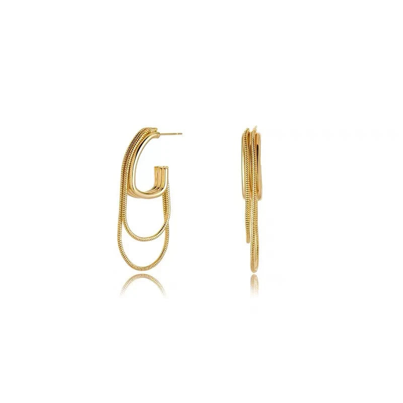 Femme Dangled Hoops- Gold