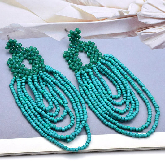 Beaded Dangle Earrings- Turquoise