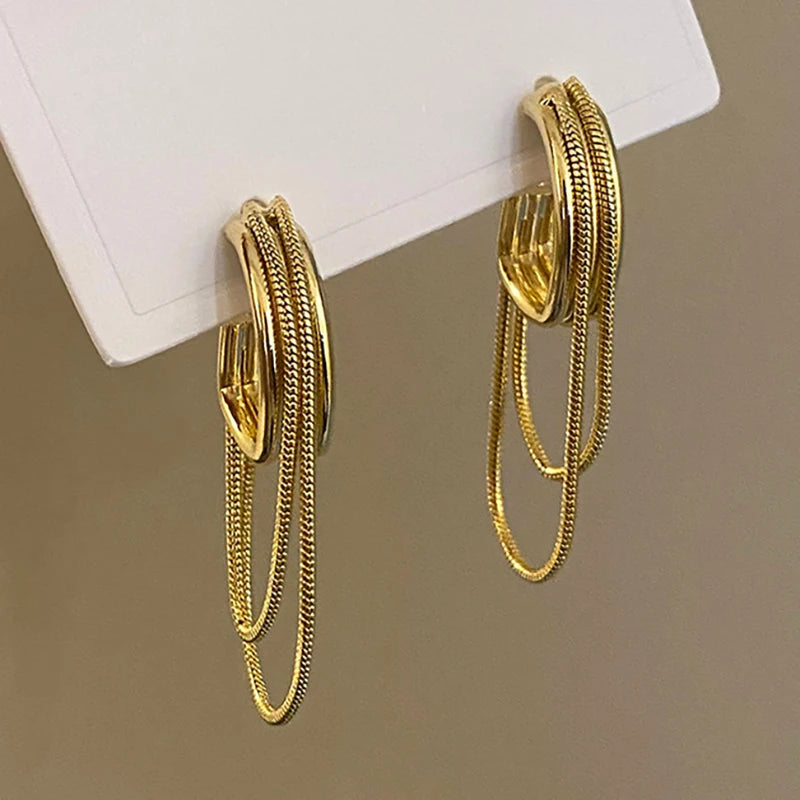 Femme Dangled Hoops- Gold